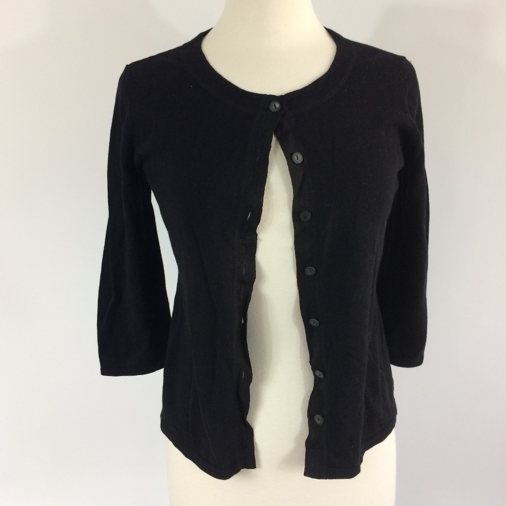 JJILL cardigan sweater black cotton 3/4 sleeve XS
